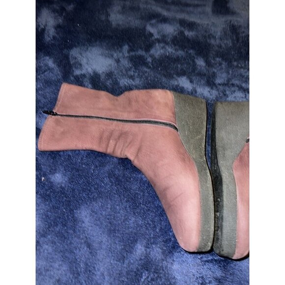 ARCHE LN Bradip Burgundy Nubuck Leather Wedge Ankle Boots Side Zipper - Picture 8 of 16